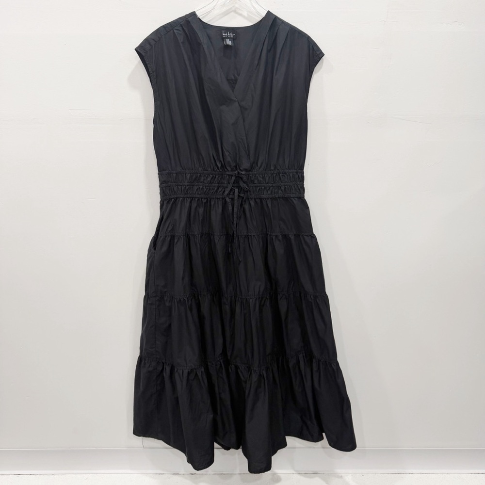 Nicole Miller Tiered Black Maxi Dress Cotton Size 2X